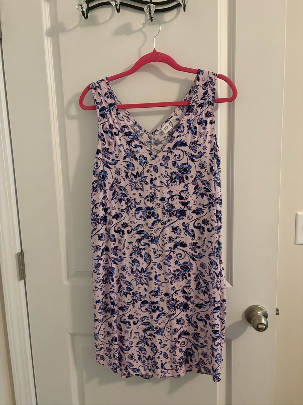 GAP Lavender Sleeveless Dress with Blue Floral Print